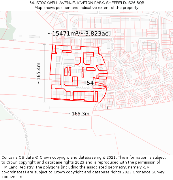 54, STOCKWELL AVENUE, KIVETON PARK, SHEFFIELD, S26 5QR: Plot and title map
