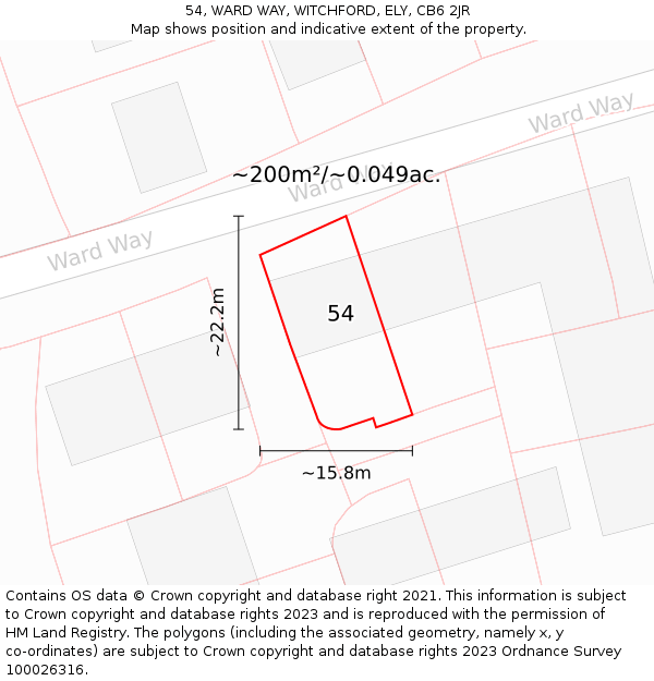 54, WARD WAY, WITCHFORD, ELY, CB6 2JR: Plot and title map