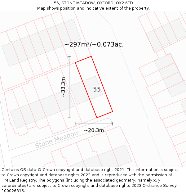 55, STONE MEADOW, OXFORD, OX2 6TD: Plot and title map