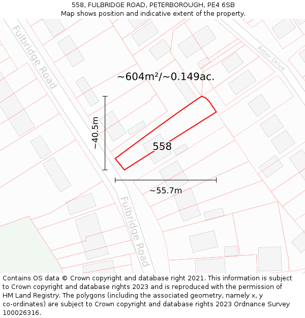 558, FULBRIDGE ROAD, PETERBOROUGH, PE4 6SB: Plot and title map