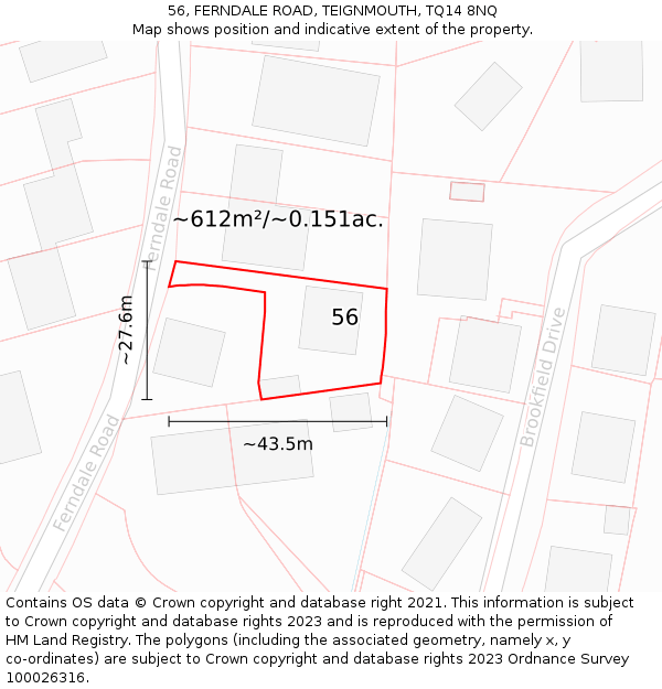 56, FERNDALE ROAD, TEIGNMOUTH, TQ14 8NQ: Plot and title map