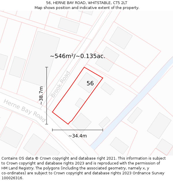 56, HERNE BAY ROAD, WHITSTABLE, CT5 2LT: Plot and title map