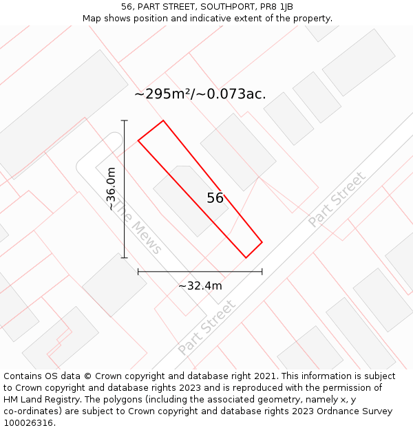 56, PART STREET, SOUTHPORT, PR8 1JB: Plot and title map