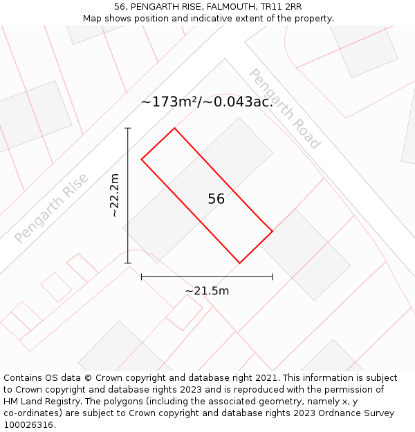 56, PENGARTH RISE, FALMOUTH, TR11 2RR: Plot and title map