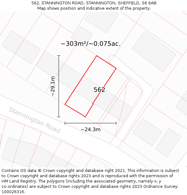 562, STANNINGTON ROAD, STANNINGTON, SHEFFIELD, S6 6AB: Plot and title map