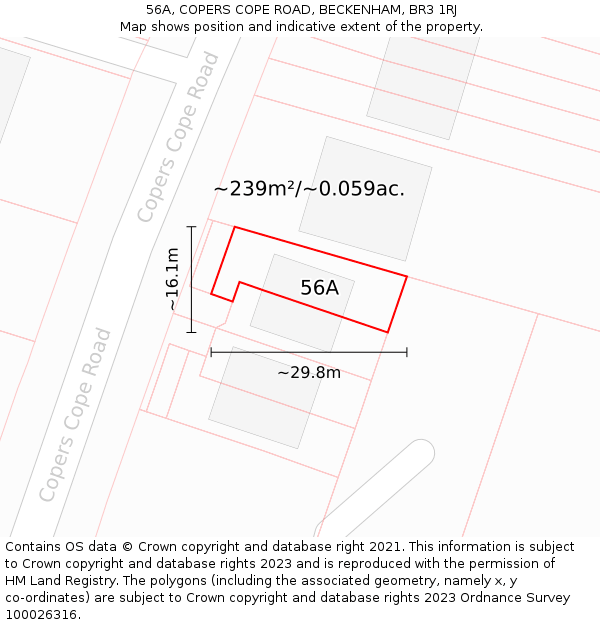 56A, COPERS COPE ROAD, BECKENHAM, BR3 1RJ: Plot and title map