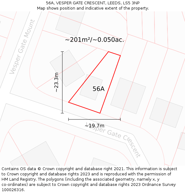 56A, VESPER GATE CRESCENT, LEEDS, LS5 3NP: Plot and title map