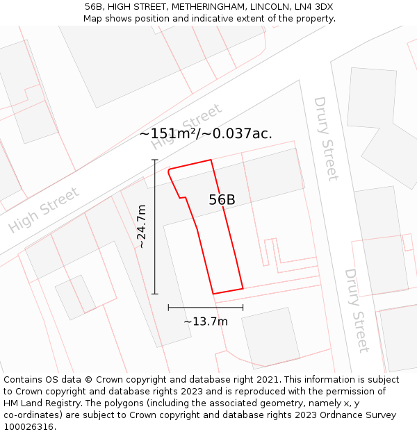 56B, HIGH STREET, METHERINGHAM, LINCOLN, LN4 3DX: Plot and title map