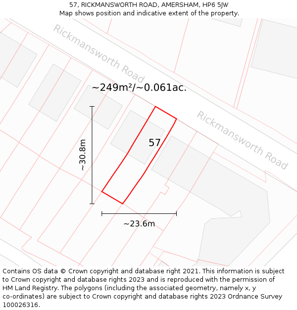 57, RICKMANSWORTH ROAD, AMERSHAM, HP6 5JW: Plot and title map