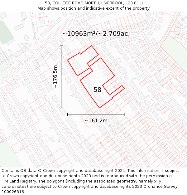 58, COLLEGE ROAD NORTH, LIVERPOOL, L23 8UU: Plot and title map