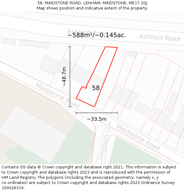 58, MAIDSTONE ROAD, LENHAM, MAIDSTONE, ME17 2QJ: Plot and title map