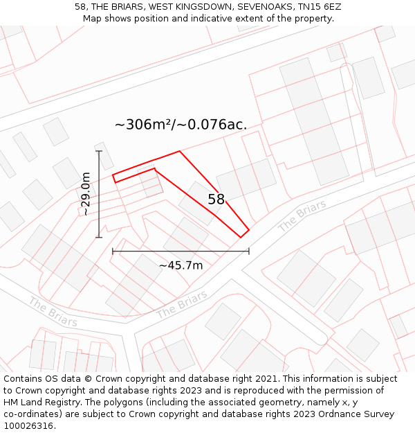 58, THE BRIARS, WEST KINGSDOWN, SEVENOAKS, TN15 6EZ: Plot and title map