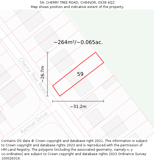 59, CHERRY TREE ROAD, CHINNOR, OX39 4QZ: Plot and title map