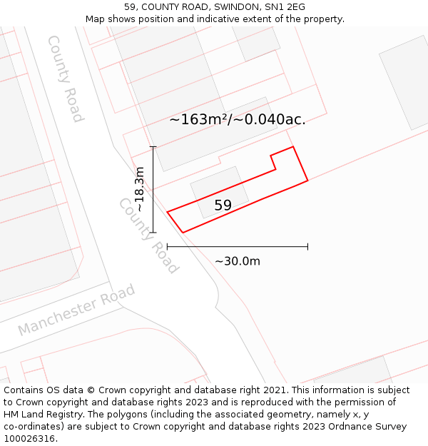 59, COUNTY ROAD, SWINDON, SN1 2EG: Plot and title map