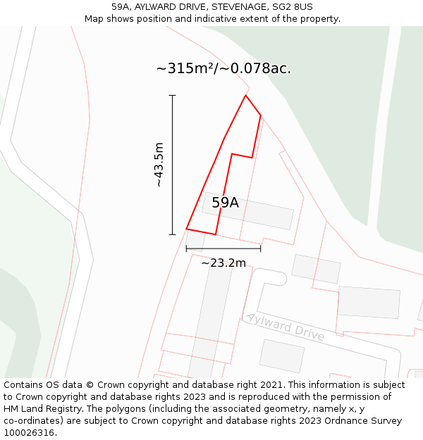 59A, AYLWARD DRIVE, STEVENAGE, SG2 8US: Plot and title map