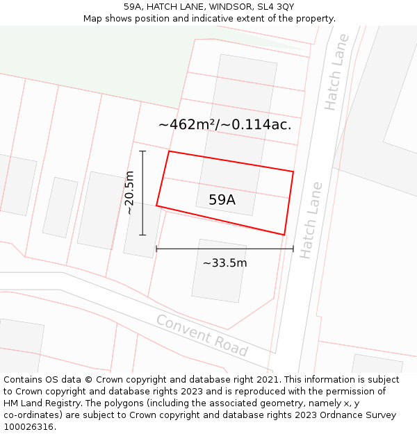 59A, HATCH LANE, WINDSOR, SL4 3QY: Plot and title map