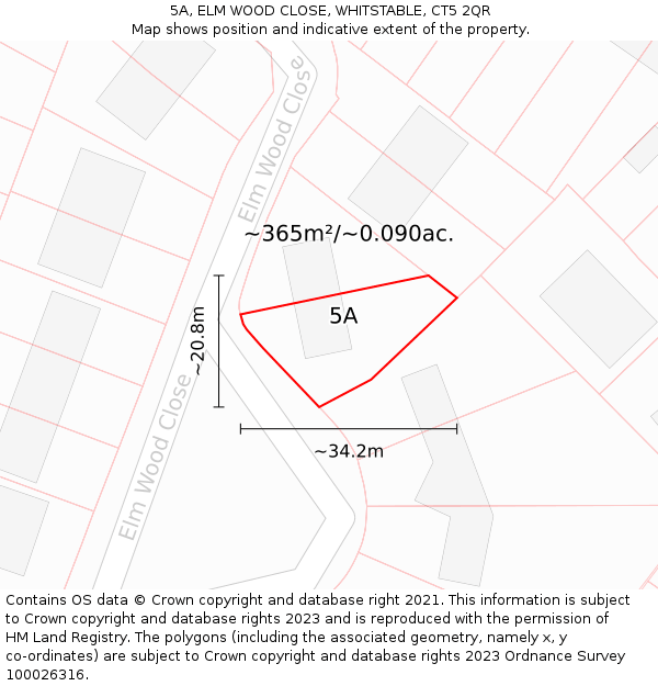 5A, ELM WOOD CLOSE, WHITSTABLE, CT5 2QR: Plot and title map