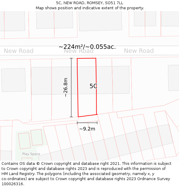 5C, NEW ROAD, ROMSEY, SO51 7LL: Plot and title map