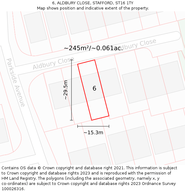 6, ALDBURY CLOSE, STAFFORD, ST16 1TY: Plot and title map