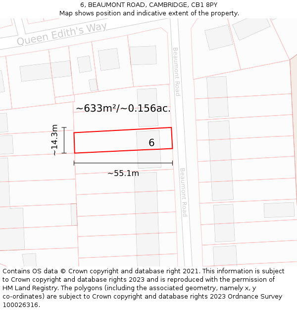 6, BEAUMONT ROAD, CAMBRIDGE, CB1 8PY: Plot and title map