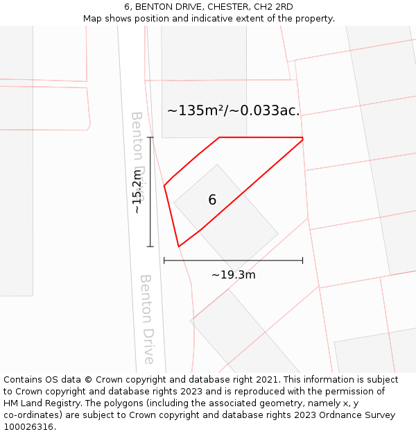 6, BENTON DRIVE, CHESTER, CH2 2RD: Plot and title map