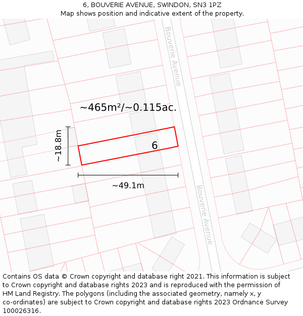 6, BOUVERIE AVENUE, SWINDON, SN3 1PZ: Plot and title map