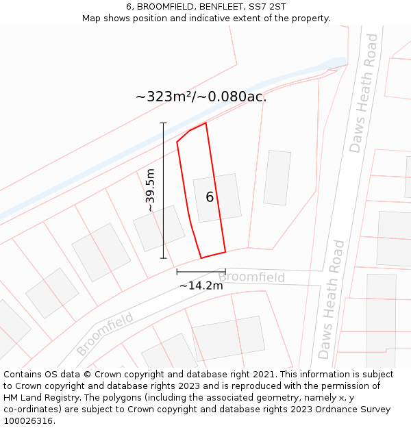 6, BROOMFIELD, BENFLEET, SS7 2ST: Plot and title map