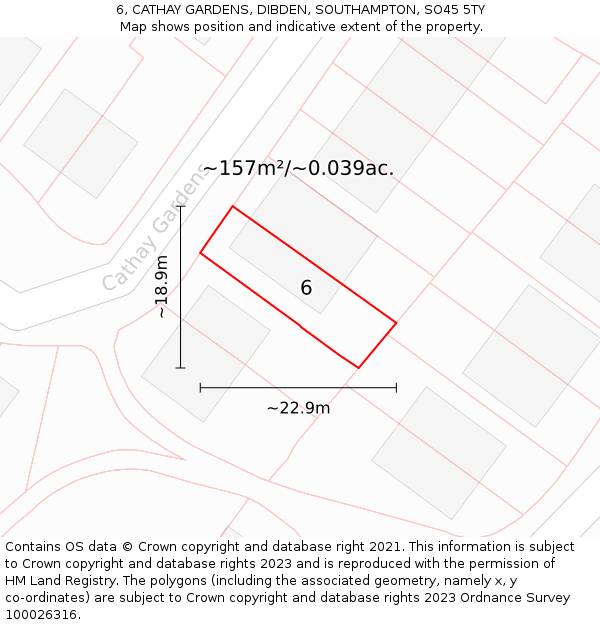 6, CATHAY GARDENS, DIBDEN, SOUTHAMPTON, SO45 5TY: Plot and title map