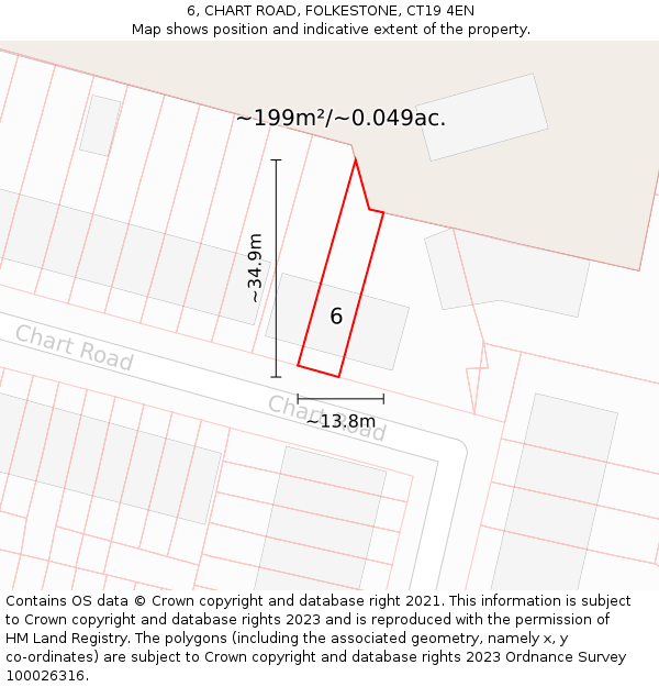 6, CHART ROAD, FOLKESTONE, CT19 4EN: Plot and title map