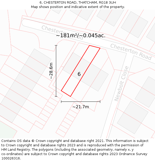 6, CHESTERTON ROAD, THATCHAM, RG18 3UH: Plot and title map