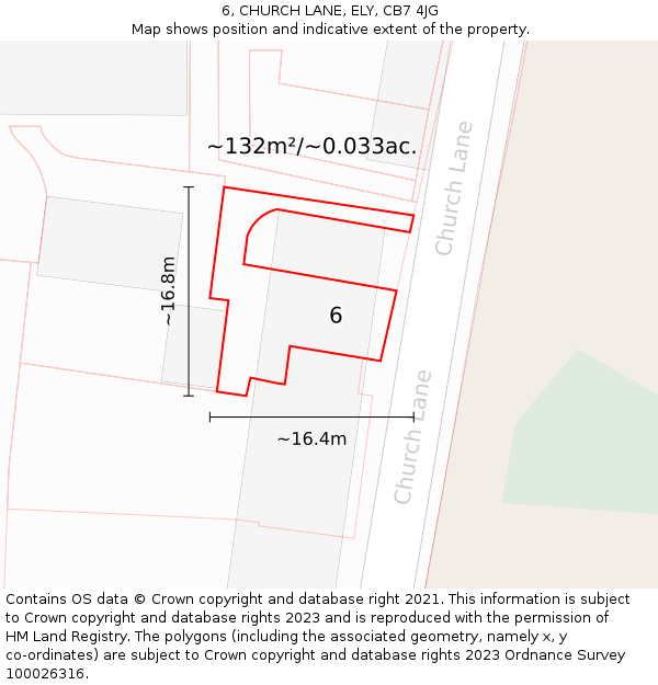 6, CHURCH LANE, ELY, CB7 4JG: Plot and title map