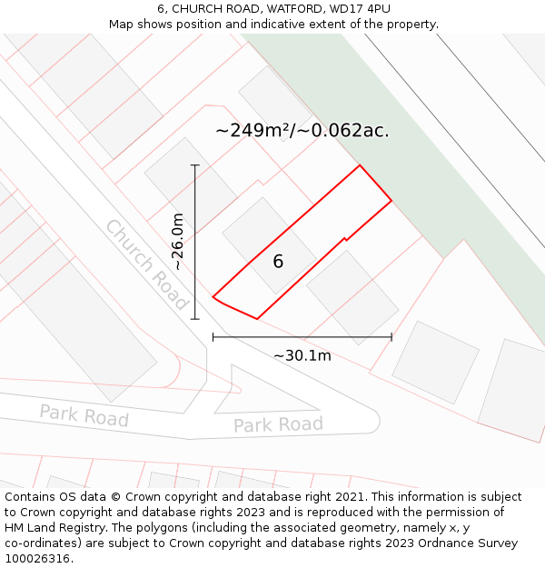 6, CHURCH ROAD, WATFORD, WD17 4PU: Plot and title map