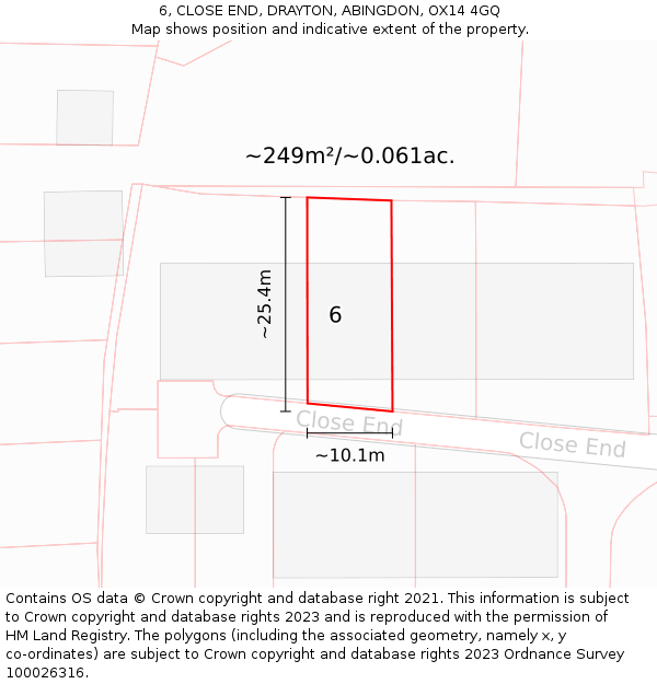 6, CLOSE END, DRAYTON, ABINGDON, OX14 4GQ: Plot and title map
