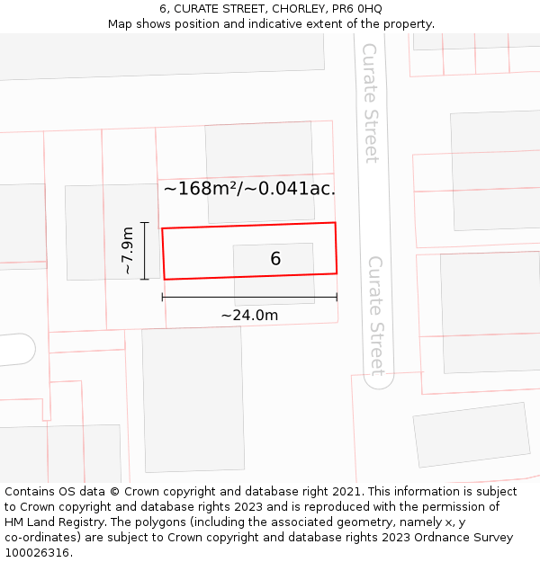 6, CURATE STREET, CHORLEY, PR6 0HQ: Plot and title map