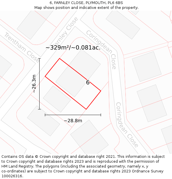 6, FARNLEY CLOSE, PLYMOUTH, PL6 6BS: Plot and title map