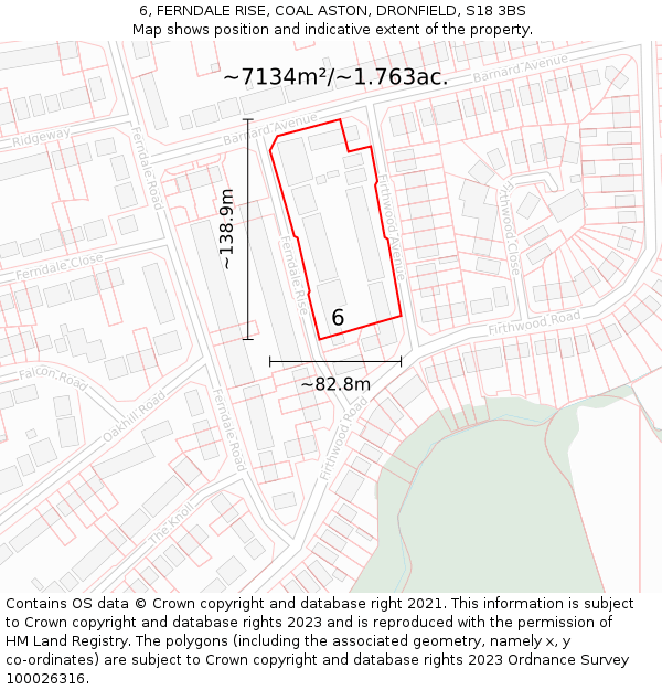 6, FERNDALE RISE, COAL ASTON, DRONFIELD, S18 3BS: Plot and title map