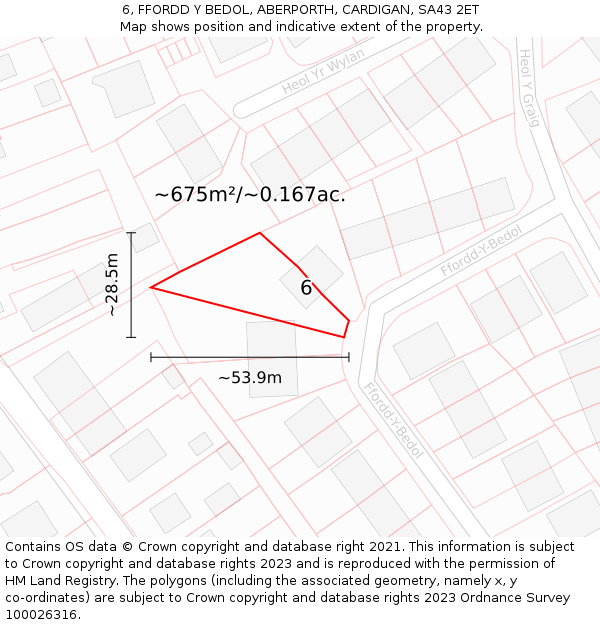 6, FFORDD Y BEDOL, ABERPORTH, CARDIGAN, SA43 2ET: Plot and title map