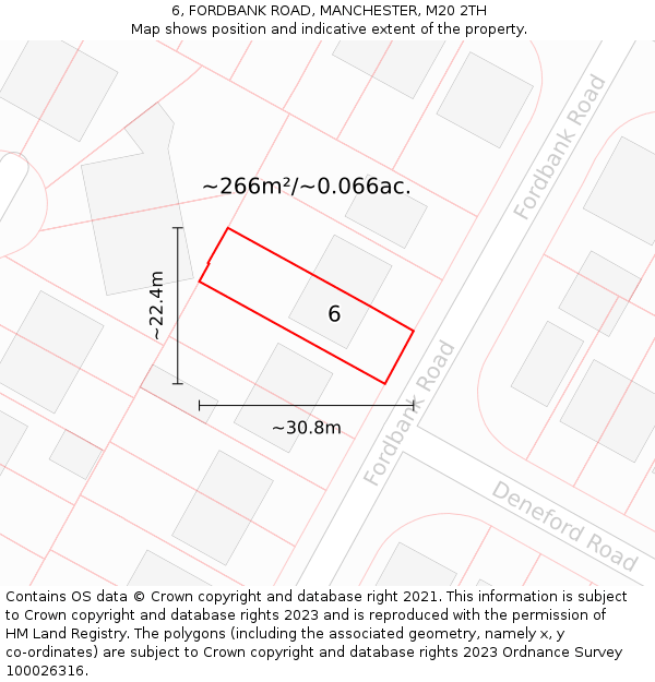 6, FORDBANK ROAD, MANCHESTER, M20 2TH: Plot and title map