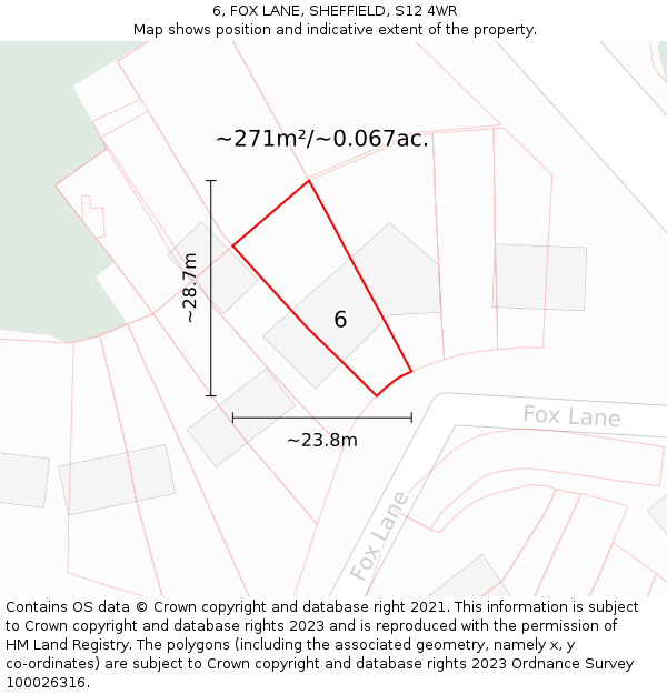 6, FOX LANE, SHEFFIELD, S12 4WR: Plot and title map