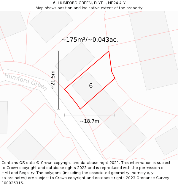 6, HUMFORD GREEN, BLYTH, NE24 4LY: Plot and title map