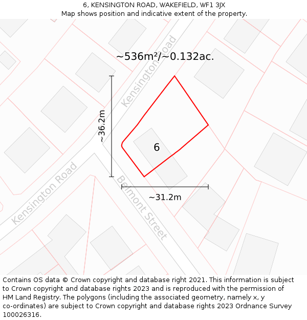 6, KENSINGTON ROAD, WAKEFIELD, WF1 3JX: Plot and title map