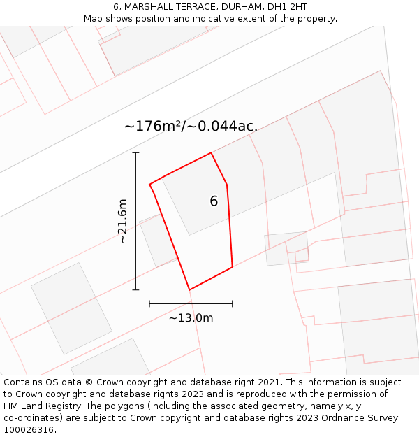 6, MARSHALL TERRACE, DURHAM, DH1 2HT: Plot and title map