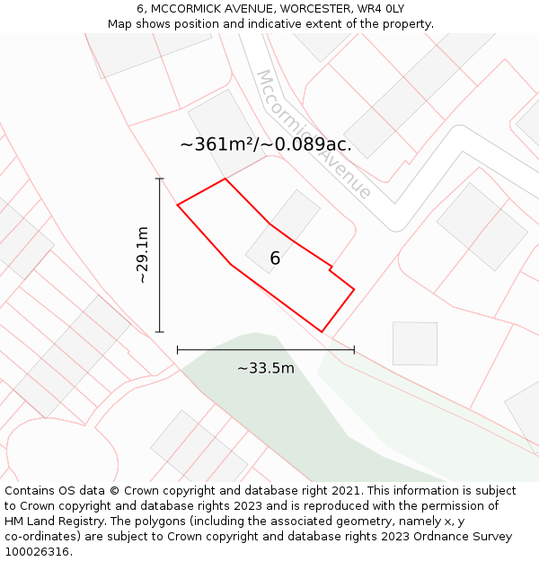 6, MCCORMICK AVENUE, WORCESTER, WR4 0LY: Plot and title map