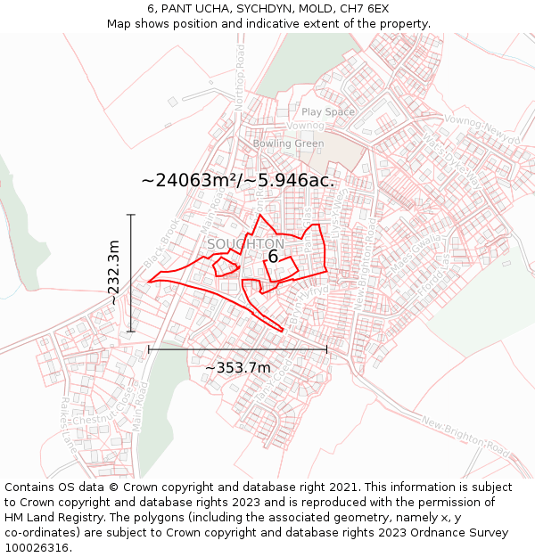 6, PANT UCHA, SYCHDYN, MOLD, CH7 6EX: Plot and title map