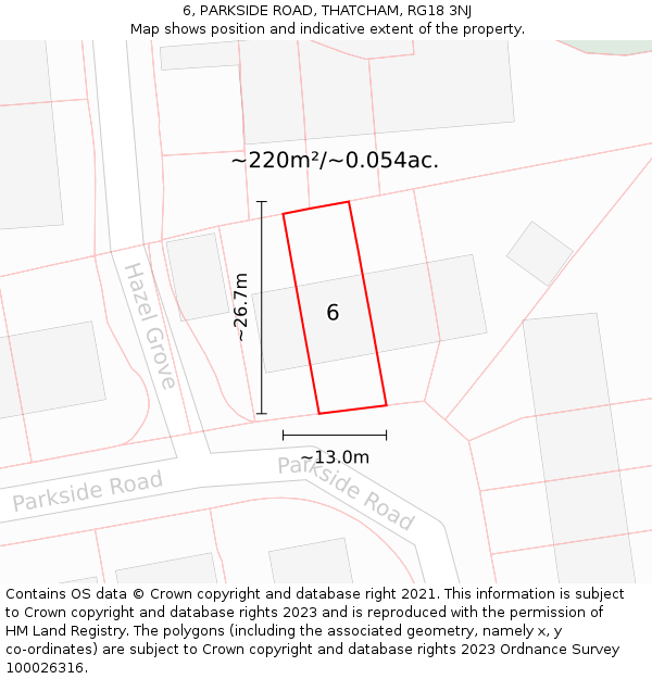 6, PARKSIDE ROAD, THATCHAM, RG18 3NJ: Plot and title map