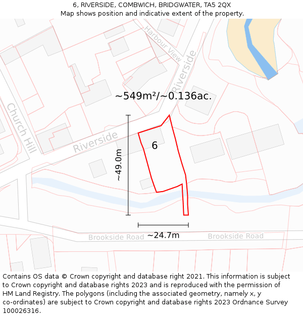 6, RIVERSIDE, COMBWICH, BRIDGWATER, TA5 2QX: Plot and title map