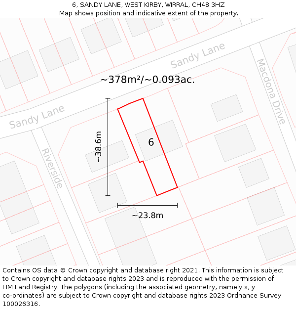 6, SANDY LANE, WEST KIRBY, WIRRAL, CH48 3HZ: Plot and title map