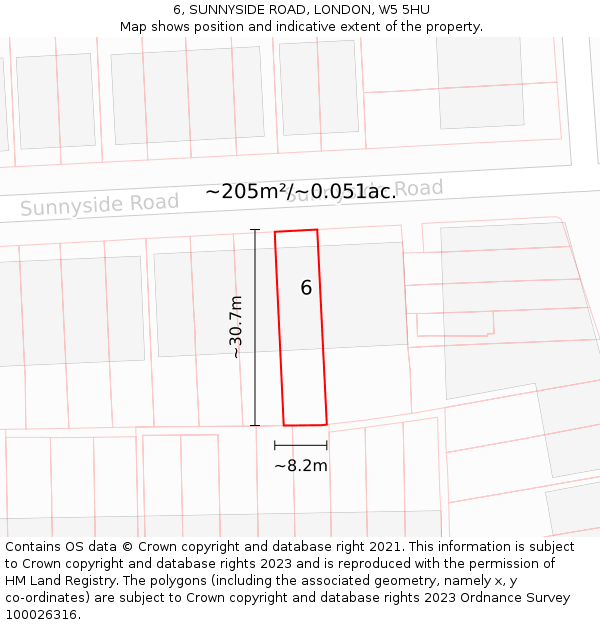 6, SUNNYSIDE ROAD, LONDON, W5 5HU: Plot and title map