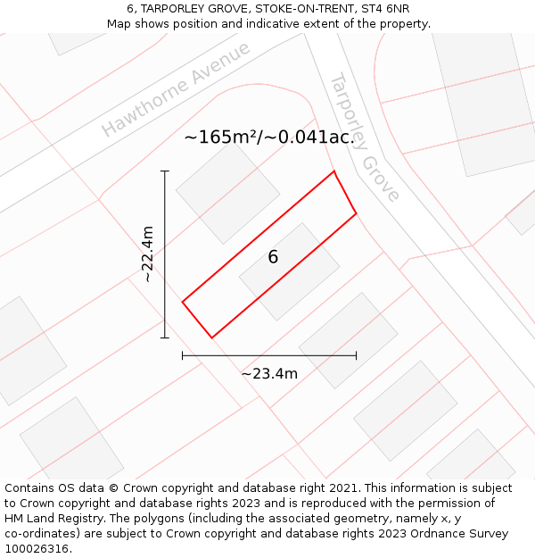 6, TARPORLEY GROVE, STOKE-ON-TRENT, ST4 6NR: Plot and title map