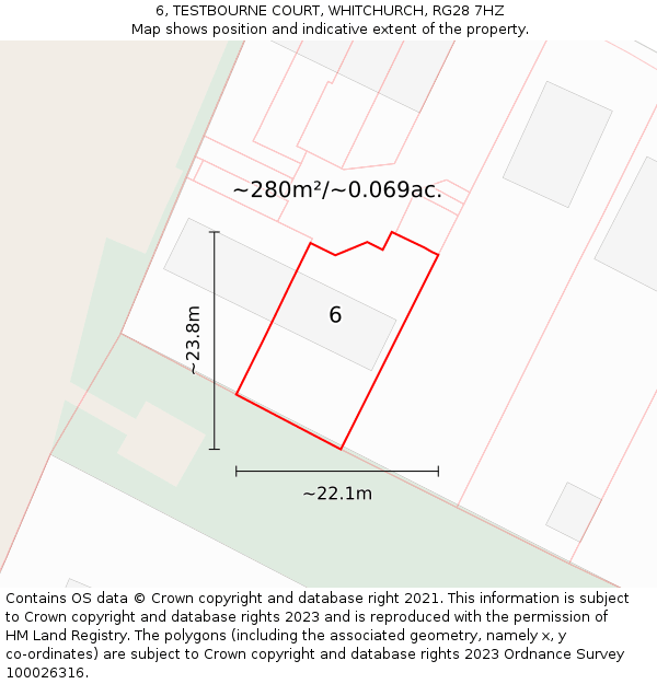 6, TESTBOURNE COURT, WHITCHURCH, RG28 7HZ: Plot and title map